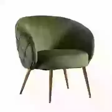 Diamond Button Back Velvet Accent Chair with Gold Legs